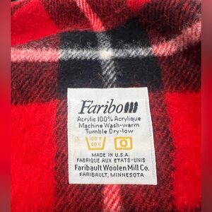 Vintage Faribault Red Plaid Blanket | USA Made Cabin Throw Acrylic Faribo